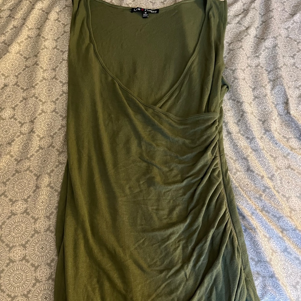 Olive green mini dress